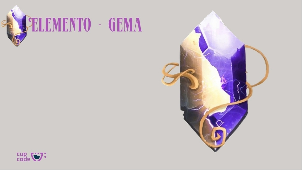 Elemento do logotipo a Gema, amarela e roxa