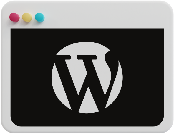 Uma tela branca com fundo escura e a logo do wordpress no meio