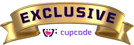 Uma moldura dourada com o texto exclusivo com a logo da cupcode em baixo