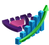 um gráfico de alta com a logo da cupcode atrás