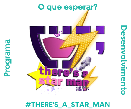 Logo there star man com a logo da cupcode e um astronauta ao lado